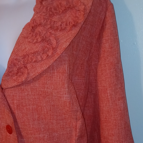 T. Milano Woman Jacket Coral Color 4 Buttons 100% Polyester - Picture 7 of 8